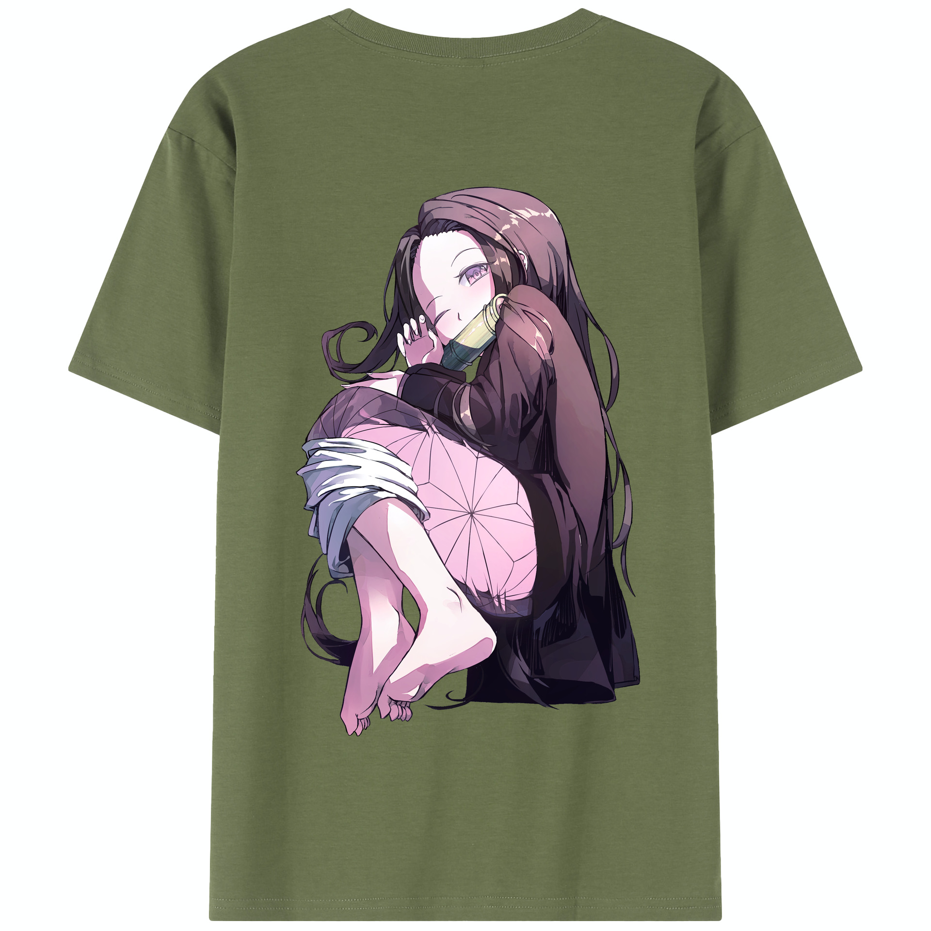（画像用） 鬼滅の刃（きめつのやいば）竈門 禰󠄀豆子／かまど ねずこ Kamado Nezuko 綿100％半袖Tシャツ（背面プリント）
